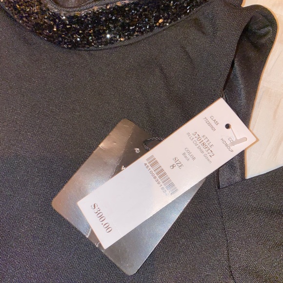 Cold Shoulder Embellished Mock Neck Black Gown - Picture 3 of 6